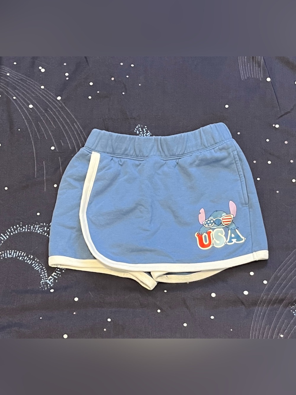 Girls Sz 7/8 Disney Stitch USA Graphic Skort Shorts